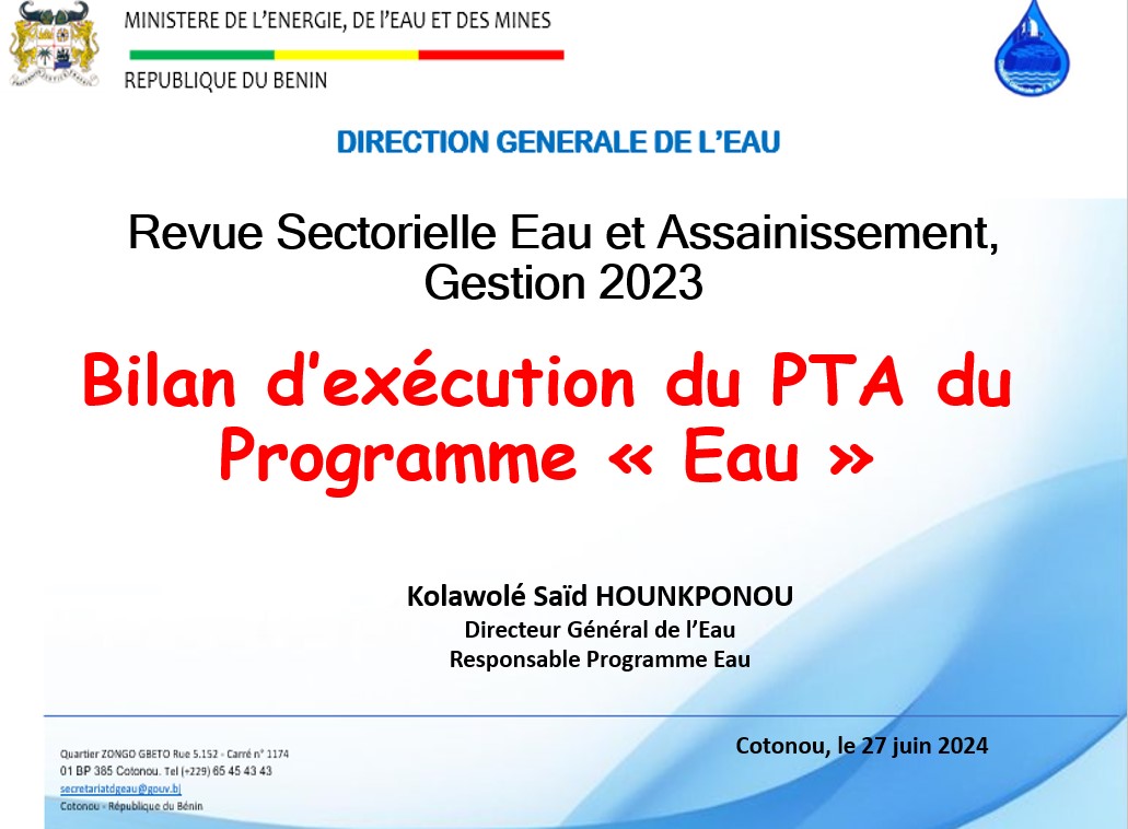 Bilan PTA Programme Eau, gestion 2023